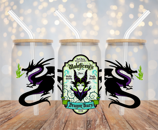 Glass Libby Cup 16 Oz Maleficent
